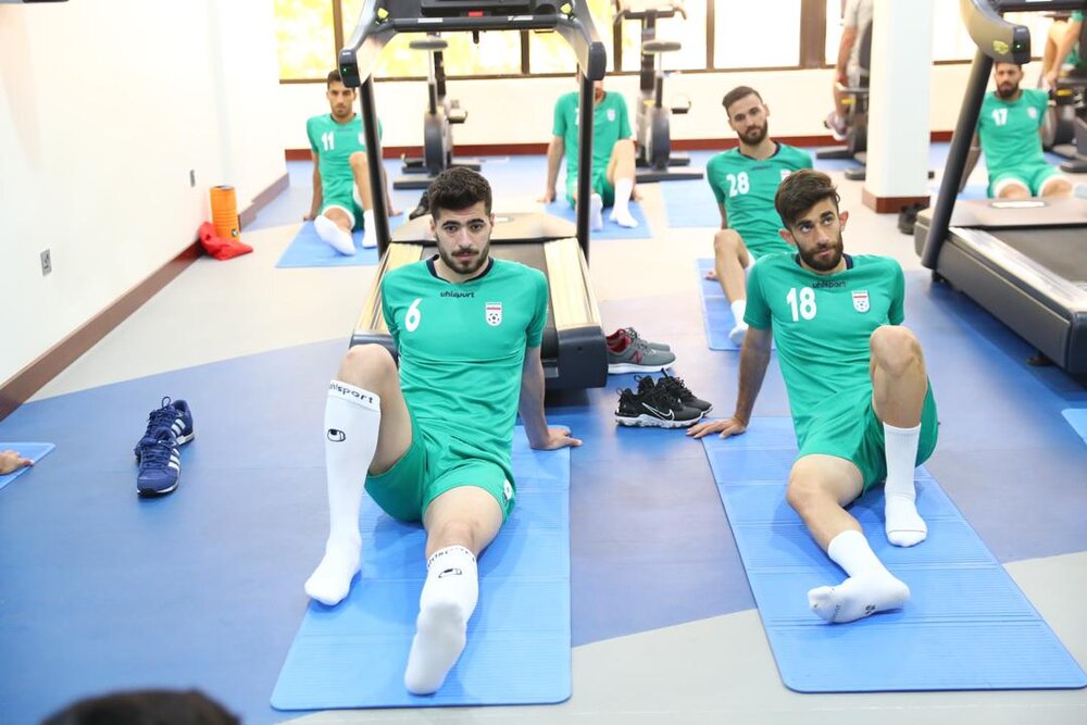 تمرین صبح تیم ملی فوتبال ایران در سالن وزنه برگزار شد
